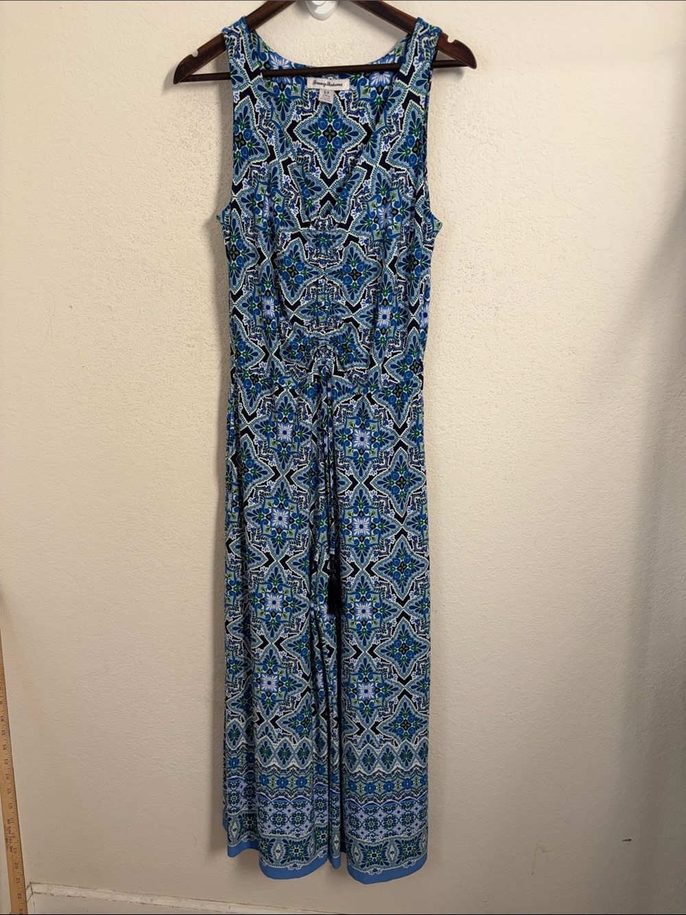 Tommy Bahama Blue Green Medallion Print Wide Leg Jumpsuit Size Small Resort - Picture 3 of 10